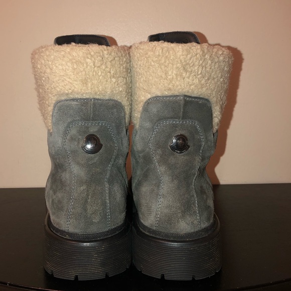 Moncler Authentic Gray Suede Patty Military Ankle Boots,Size-38 - Picture 9 of 16